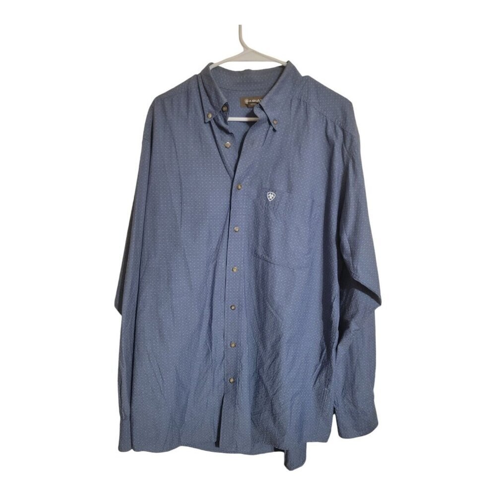 Ariat Shirt Men L Tall Blue Southwest Geometric Preppy Western Workwear Rancher
